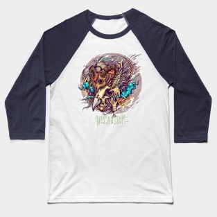 Goat skull T-Shirt and Aves Syndrome illustration. Baseball T-Shirt